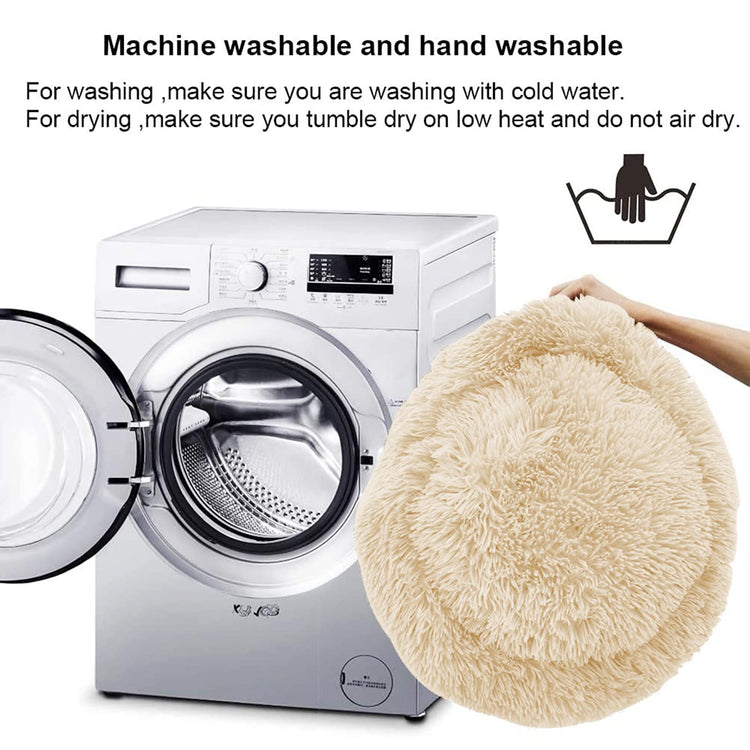 Dog Bed for Small Medium Large Dogs Cats, 20 inch Calming Washable-Round Cozy Soft Pet Bed for Puppy and Kitten with Slip-Resistant Bottom