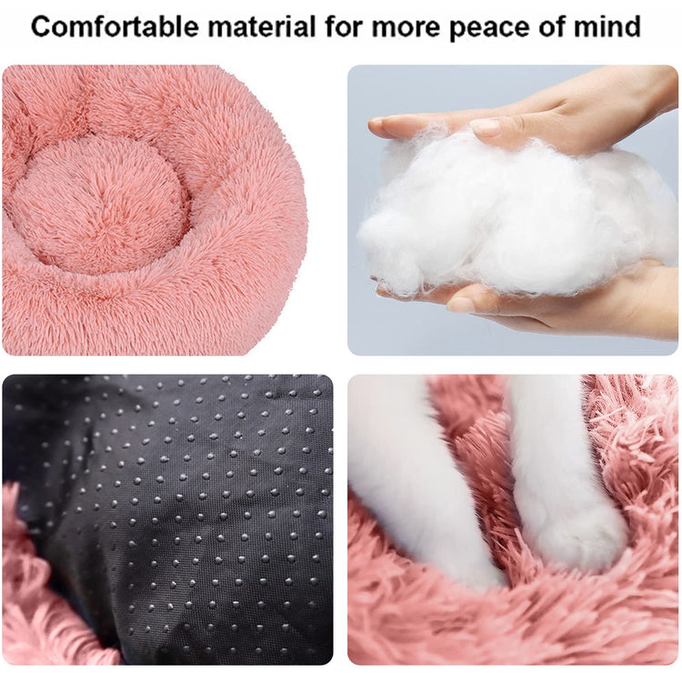 Dog Bed for Small Medium Large Dogs Cats, 20 inch Calming Washable-Round Cozy Soft Pet Bed for Puppy and Kitten with Slip-Resistant Bottom