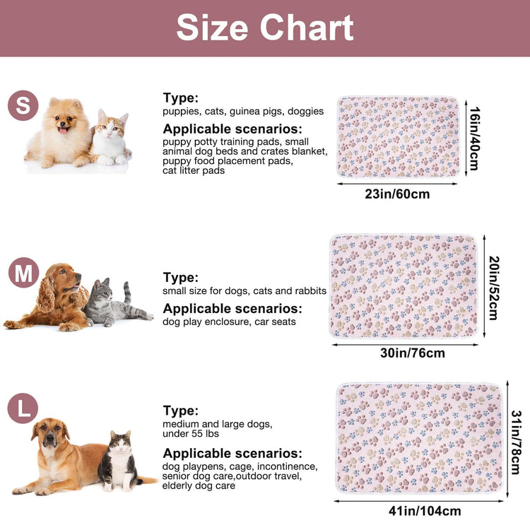 Dono 1 Pack 3 Dog Blankets, Soft Fluffy Fleece Pet Blanket Warm Sleep Mat Paw Print Design Puppy Kitten Throw Blanket Doggy Mat Blanket for Dogs