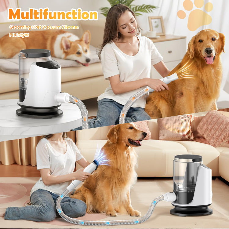 SNOYWEN Dog Grooming Vacuum & Dryer & Clippers for Shedding Grooming, 3L Canister for Large Dog, 3 in 1 Grooming Kit for Dogs at Home, Adjustable Temperature and Airflow Pet Grooming Kits.
