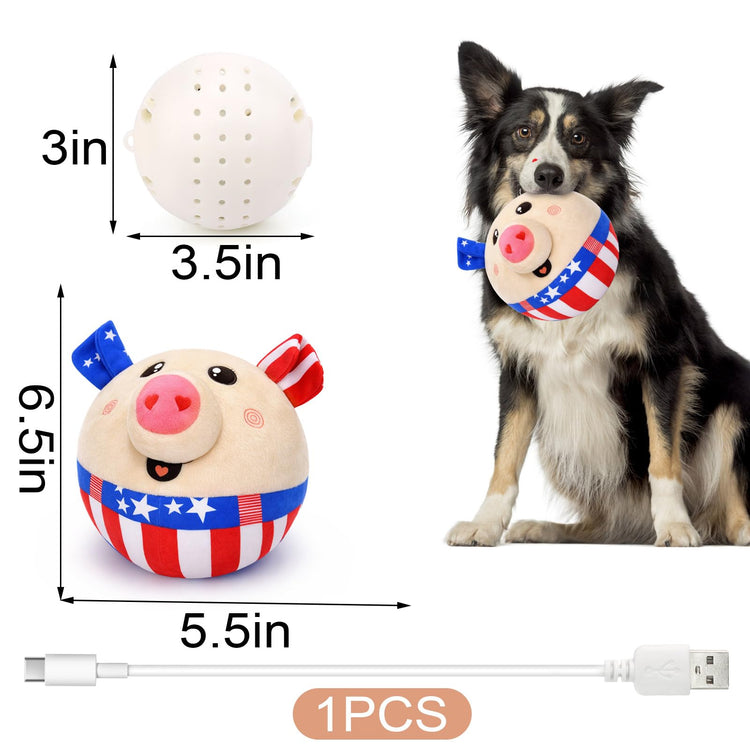 BABORUI Interactive Dog Toys Pig, Jumping Squeaky Dog Toys with Recording and Music Modes, Rechargeable Moving Dog Chew Toys for Small/Medium/Large Dogs to Keep Them Busy(Blue Pig)