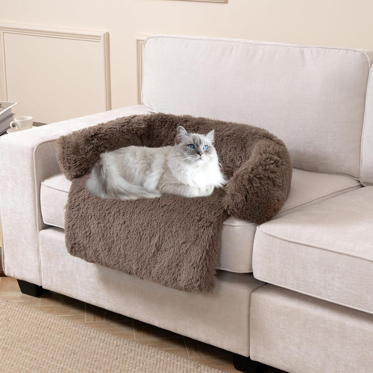 Calming Dogs/Cats Bed Mats, Dog Pad Washable Removable Couch Cover, Plush Long Fur Mat for Pets, Waterproof Lining, Perfect for Small, Medium and Large Dogs and Cats (Gradient Gray, 36"x31")