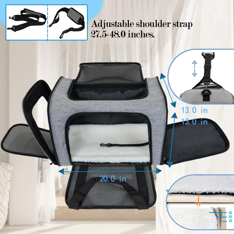 Cat, Dog Carrier for Small Medium Pet Carriers Up to15Lbs, Cats Carrier Soft- Sided Puppy Dogs Bag Portable Foldable Airline Approved Carrier Travel (Green 18 * 11 * 11)