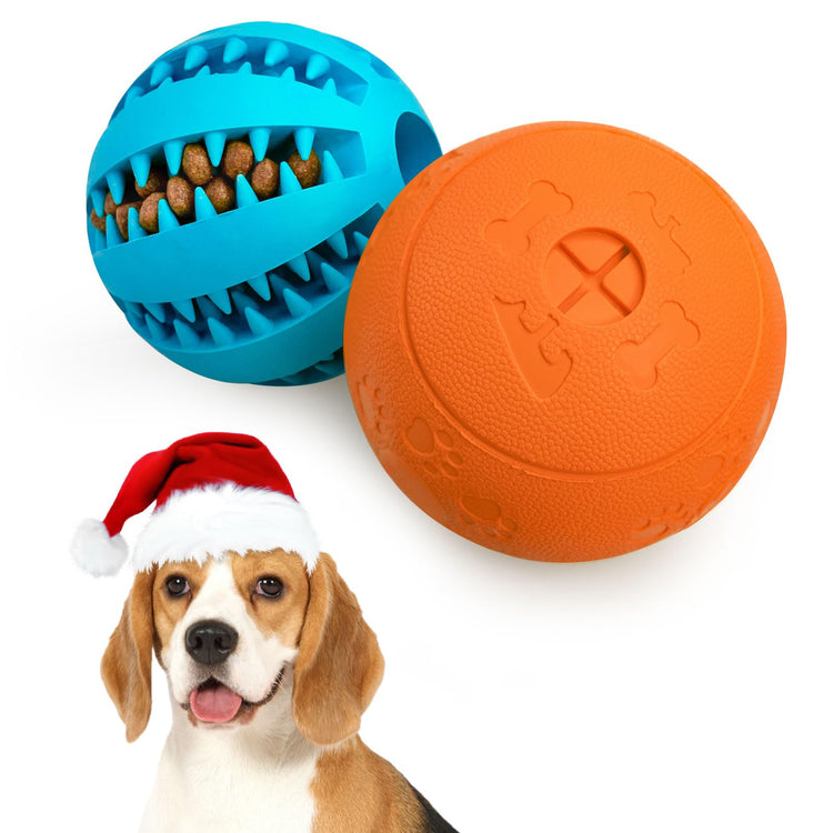 HIPPIH Dog Puzzle Toy 2 Pack, Interactive Dog Toys for Treat Dispensing, Durable Puppy Toys for Teething, Dog Treat Ball for Teeth/Slow Feeder/IQ Training/Playing, Blue-2.75‘’, Green-3.14‘’
