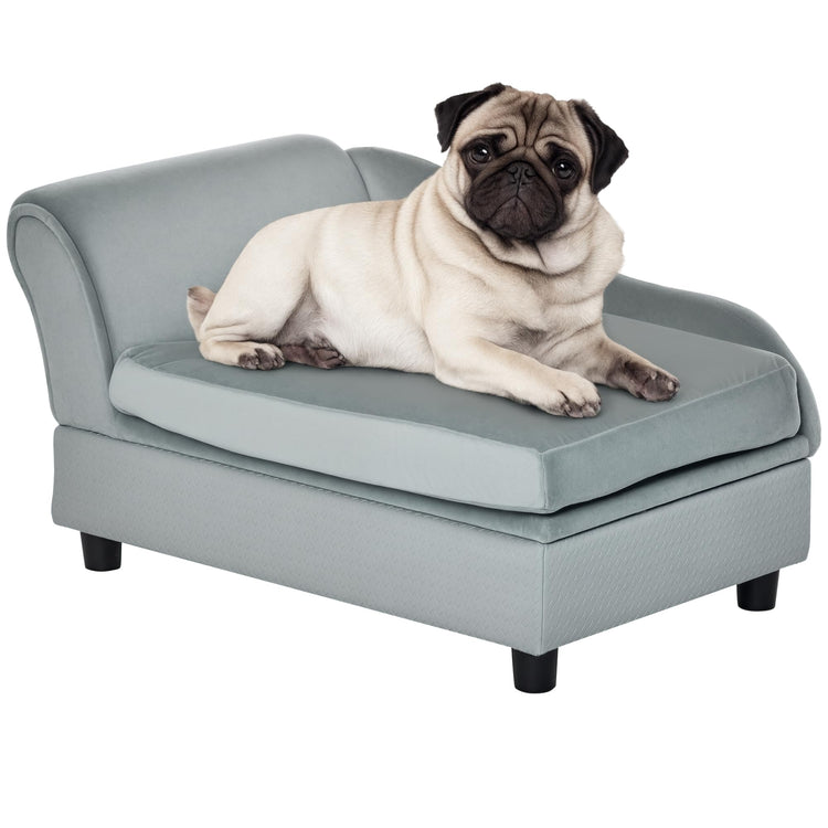 PawHut Luxury Fancy Dog Couch with Hidden Storage, Small Dog Sofa Bed with 2" Soft Foam, Modern Pet Furniture for Puppies & Little Breeds, Green