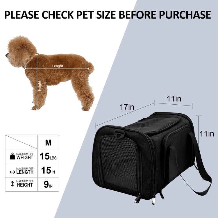 Henkelion Cat Carriers Dog Carrier Pet Carrier For Small / Medium Cats Dogs Puppies (Up To 15lbs), TSA Airline Approved Small Dog Carrier Soft Sided, Collapsible Waterproof Travel Puppy Carrier - Grey