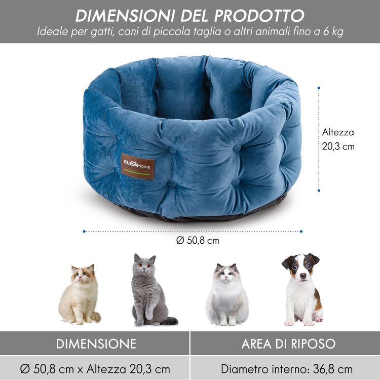 ClevaHome Cat Dog Bed for Small Pets up to 15lbs - Round Cat Beds for Indoor Cats, Machine Washable Comfortable Pet Bed for Puppy and Kitten with Non-Slip Bottom (Washed Green)