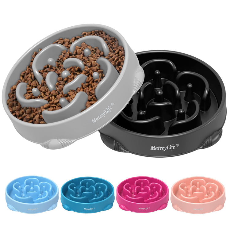 MateeyLife Slow Feeder Dog Bowls 2PCS, Anti-Choking Puzzle Dog Food Bowls, Anti-Slip Interactive Feeding Slow Down Eating, Bloat Stop Maze Dishes for Medium Breeds