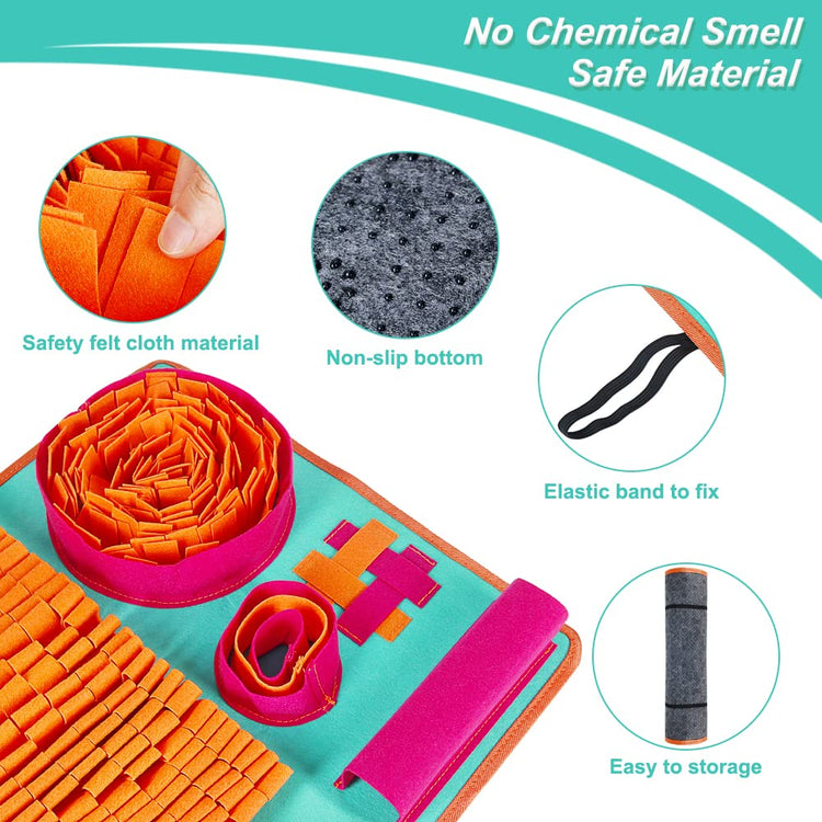 Vivifying Snuffle Mat for Dogs, Interactive Dog Puzzle Toy for Boredom and Mental Stimulation, Enrichment Feeding Game Sniff Mat Helps Slow Eating and Keep Busy