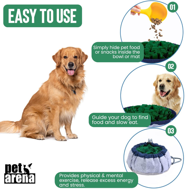 PET ARENA Snuffle Mat for Dogs - Adjustable Interactive Puzzle Toy for Large & Small Breed Slow Feeder for Mental Stimulation & Stress Relief Encourages Natural Foraging Ideal for Indoor & Outdoor Use