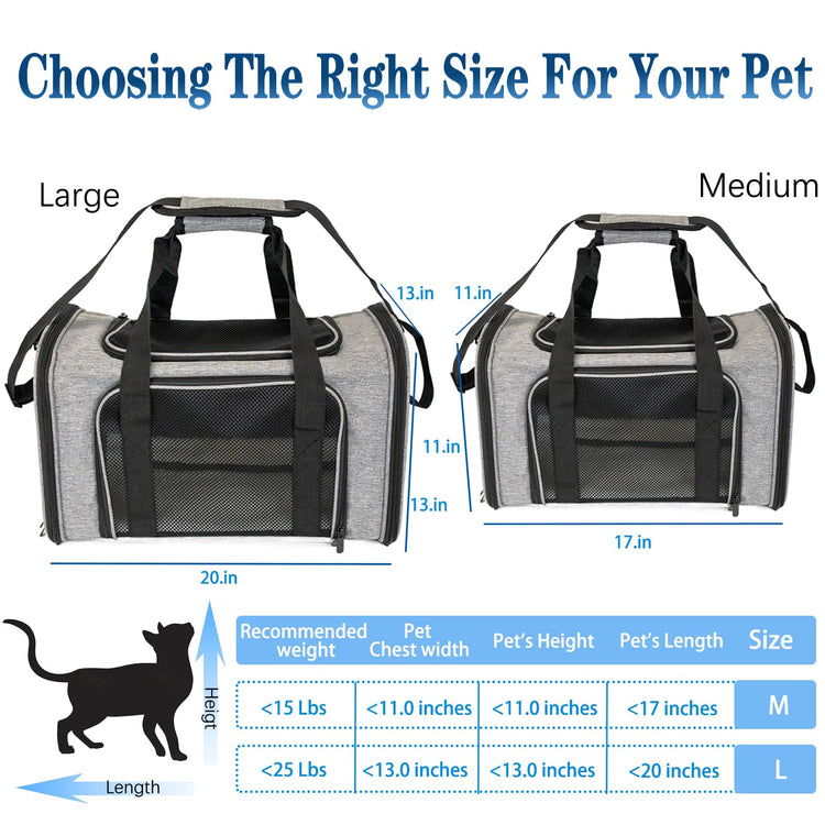 Cat, Dog Carrier for Small Medium Pet Carriers Up to15Lbs, Cats Carrier Soft- Sided Puppy Dogs Bag Portable Foldable Airline Approved Carrier Travel (Green 18 * 11 * 11)