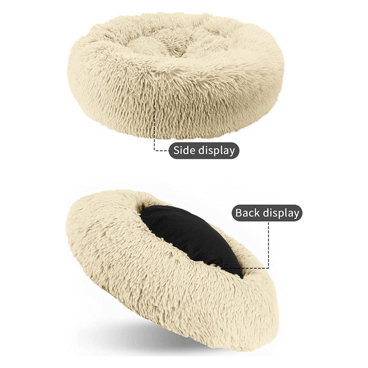 Dog Bed for Small Medium Large Dogs Cats, 20 inch Calming Washable-Round Cozy Soft Pet Bed for Puppy and Kitten with Slip-Resistant Bottom