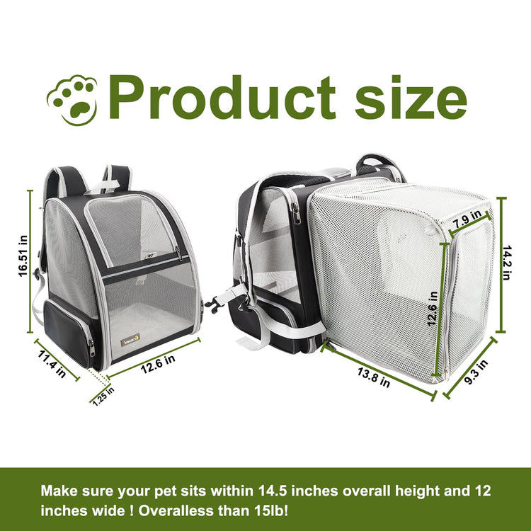 Texsens Innovative Traveler Bubble Backpack Pet Carriers for Cats and Dogs (Black)