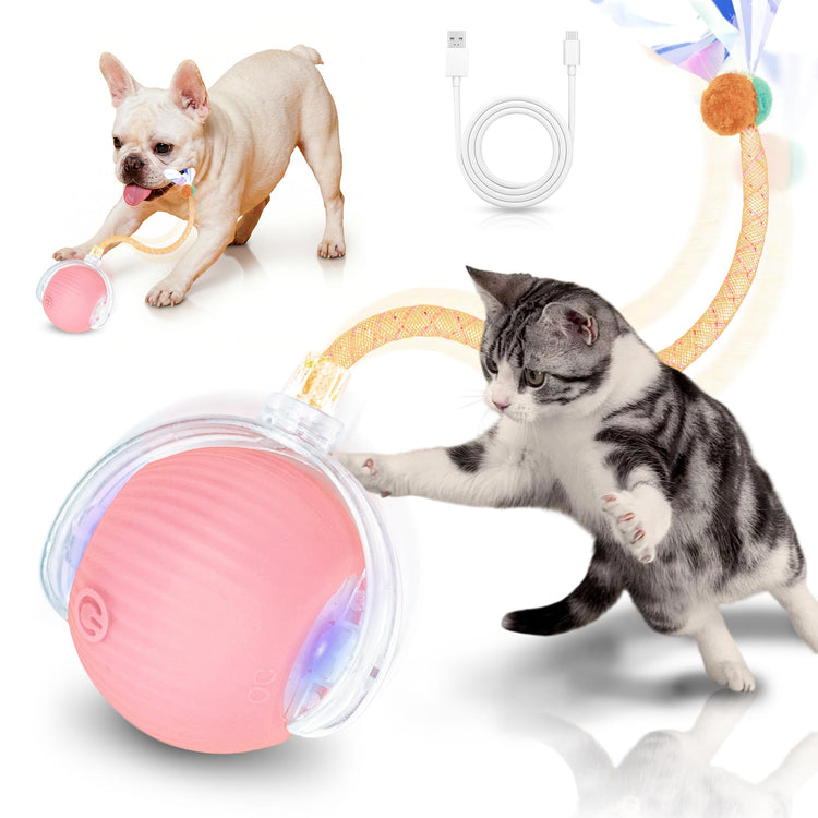 Interactive Cat Toys for Indoor Cats Smart Automatic Ball Rolling for Bored Kitten Pet Upgraded Speedy Moving Chase Dogs Toy Mothers Day Gifts Red