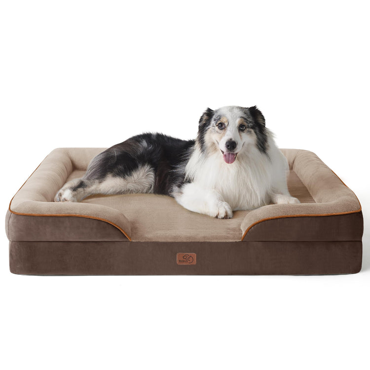 Bedsure Orthopedic Dog Bed Medium Size Dogs - Washable Small Medium Dog Cat Bed Waterproof, Comfort Cats Couch Sofa with Washable Removable Cover, Pets Bed with Nonskid Bottom, Grey, 28"
