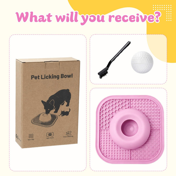 Slow Feeder Dog Bowls & Lick Mat for Liquid and Thick Treat, Anti-Slip Dog Lick Bowl with Interactive Rolling Ball, 5/6 Cup Pup Licking Toy for Large Medium Small Dogs and Cats Blue