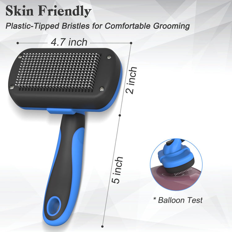 Dipoo Self-Cleaning Pet Grooming Brush - Skin-Friendly Deshedding Tool for Dogs & Cats in Pink, Removes Loose Hair and Tangles