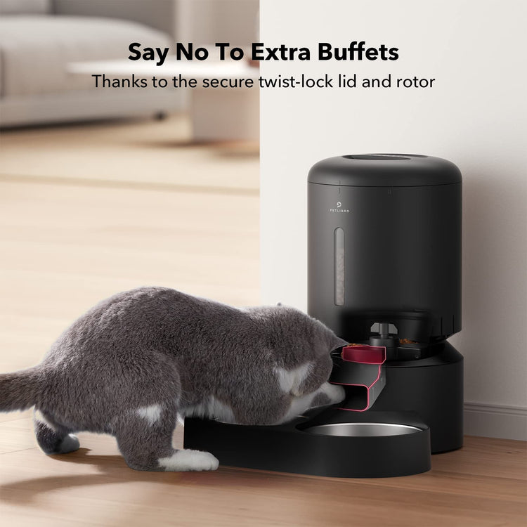PETLIBRO Automatic Cat Feeder, Automatic Dog Food Dispenser with Freshness Preservation, 5L Timed Pet Feeders for Dry Food, Up to 6 Meals Per Day, Granary 5L Basic Button Type White