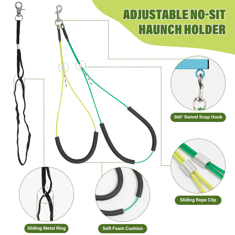 Dog Grooming Arm with Pet Grooming Hammock, getlstub 35" Pet Grooming Table Arm with Adjustable No Sit Haunch Holders, Dog Grooming Stand with Loop Noose for Small and Medium Pets