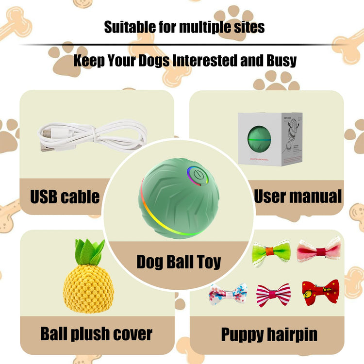 Valentines Day Gifts 2025 New Electric Dog Ball Toy,Electric Ball Dog Toy for Cat,360° Smart Automatic Interactive Rolling Dog Ball, Smart Interactive Pet Toy Ball,Automatic Dog Toy