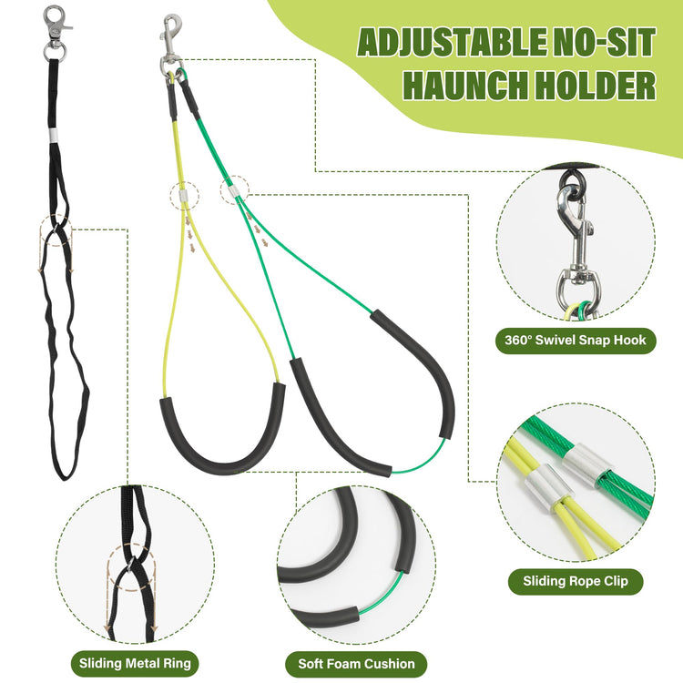 Dog Grooming Arm with Pet Grooming Hammock, getlstub 35" Pet Grooming Table Arm with Adjustable No Sit Haunch Holders, Dog Grooming Stand with Loop Noose for Small and Medium Pets
