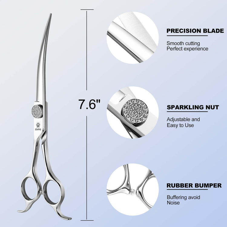 GLADOG Professional 5 in 1 Dog Grooming Scissors Set with Safety Round Tips, Sharp and Heavy-duty Pet Grooming Shears for Cats