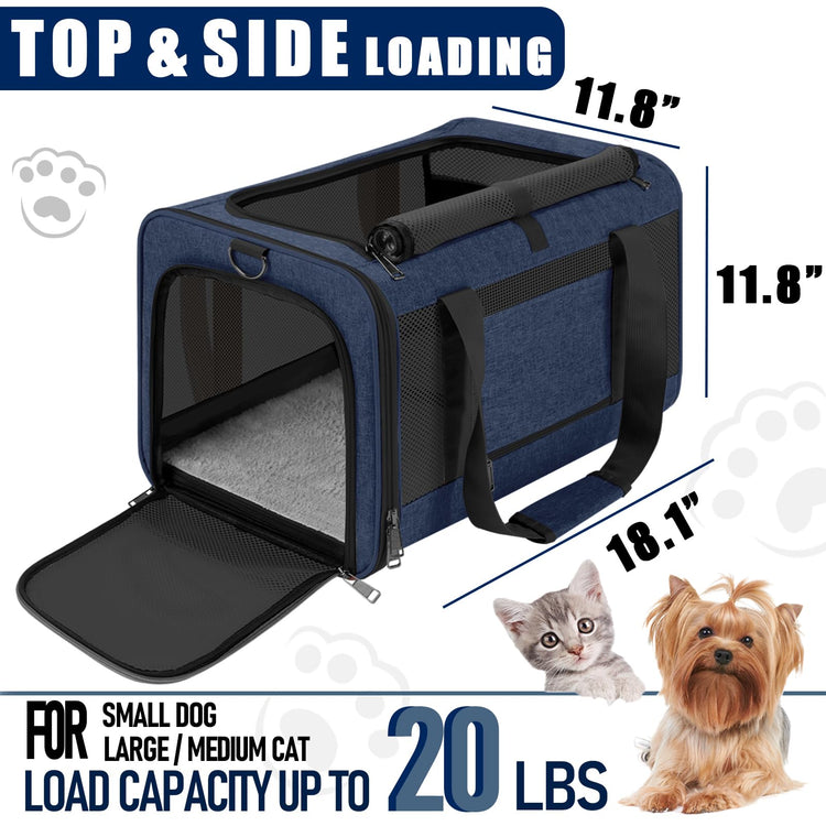 GAPZER Small Dog Carrier Cage Soft Chihuahua / Softshell Big Cat Carrier Maine Coon / Pet Taxi Carrying Bag over 25lbs / Top Loader Travel Kennel Brown