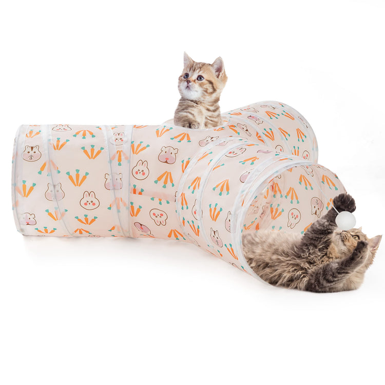 Tempcore Pet Cat Tunnel Tube Cat Toys 3 Way Collapsible, Tunnels for Indoor Cats，Kitty Bored Peek Hole Toy Ball Cat, Puppy, Kitty, Kitten, Rabbit