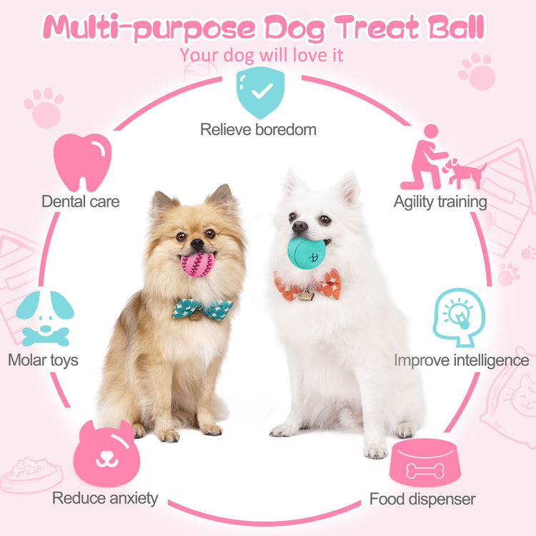HIPPIH Dog Puzzle Toy 2 Pack, Interactive Dog Toys for Treat Dispensing, Durable Puppy Toys for Teething, Dog Treat Ball for Teeth/Slow Feeder/IQ Training/Playing, Blue-2.75‘’, Green-3.14‘’