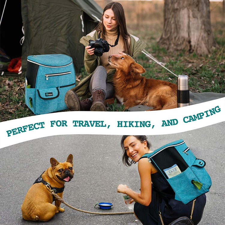 PetAmi Dog Travel Bag Backpack, Airline Approved Dog Bags for Traveling, Puppy Diaper Bag Supplies, Pet Camping Essentials Hiking Accessories Dog Mom Gift, Food Container, Collapsible Bowls, Gray