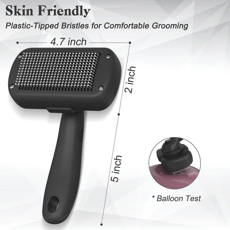 Dipoo Self-Cleaning Pet Grooming Brush - Skin-Friendly Deshedding Tool for Dogs & Cats in Pink, Removes Loose Hair and Tangles