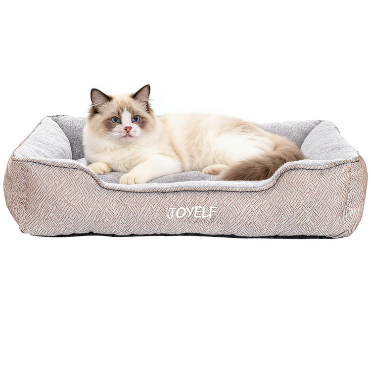 JOYELF Rectangle Dog Bed Calming Cat Bed Sofa, Cute Fluffy Pet Couch Bed for Medium Dogs and Cats - Medium(Upgraded Version)