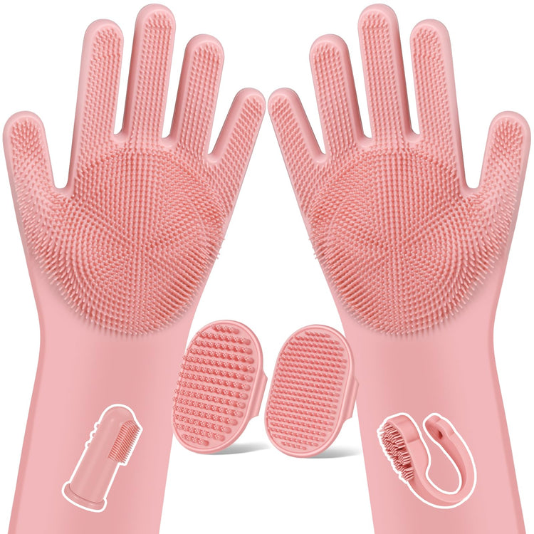 Augwind 6PCS Pet Grooming Kit for Dogs, Cats and Horses | Dog Washing Gloves | Cleanroom Gloves | Dog Bath Brush | Dog Bath Gloves | Dog Shampoo Brush | Dog Bath Supplies (Navy Blue)