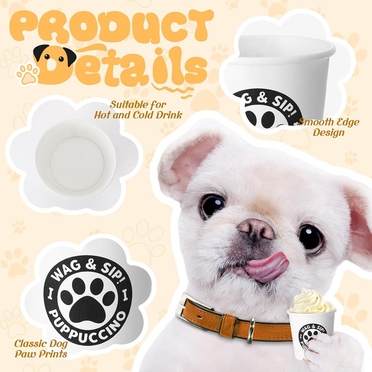 Yungyan 100 Pcs 3 oz Tiny Pup Cups for Dogs Mini Cups for Cream Mini Dog Paw Disposable Paper Container for Cafe Bar Pet Treat Feeding Pet Theme Party Supplies