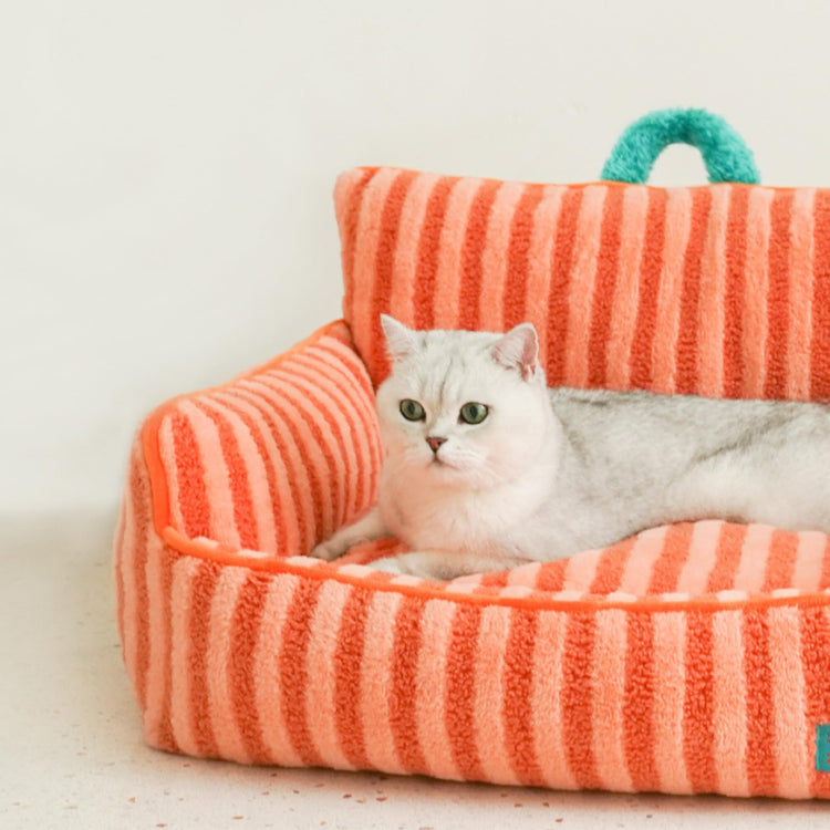 ZEZE Furniture-Style Sofa Pet Bed, Washable Plush Couch Bed with Bolstered Sides & Non-Slip Bottom for Dogs & Cats, Cozy Indoor Bed (Yellow, Small)