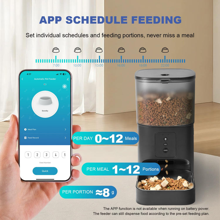 ANDOLL HOME Automatic Cat Feeder, 4L Cat Food Dispenser with 10s Voice Recorder, Pet Feeder up to 8 Meals per Day, Timed Dog Feeder with Dry Food Sealed Ring