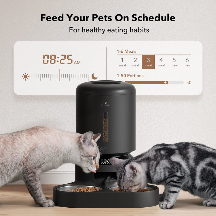 PETLIBRO Automatic Cat Feeder, Automatic Dog Food Dispenser with Freshness Preservation, 5L Timed Pet Feeders for Dry Food, Up to 6 Meals Per Day, Granary 5L Basic Button Type White