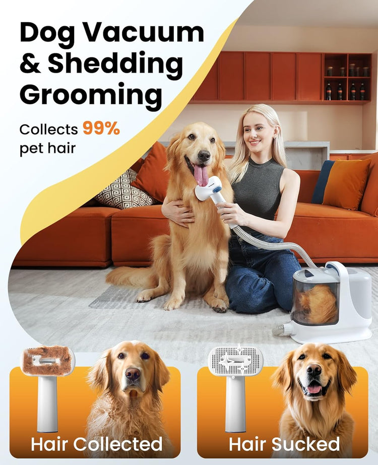 oneisall Dog Grooming Vacuum, 13000Pa Powerful 3L Dust Cup Pet Vacuum with Clipper Nail Grinder & Shedding Brush, 7 in 1 Dog Grooming Kits, Quiet, Large Capacity 3 Suction Levels, BM3
