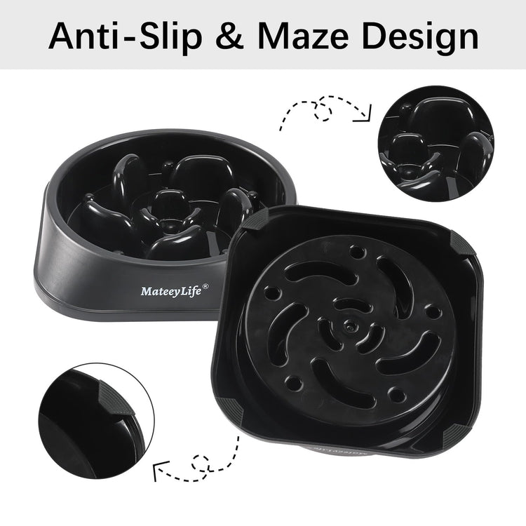 MateeyLife Slow Feeder Dog Bowls 2PCS, Anti-Choking Puzzle Dog Food Bowls, Anti-Slip Interactive Feeding Slow Down Eating, Bloat Stop Maze Dishes for Medium Breeds