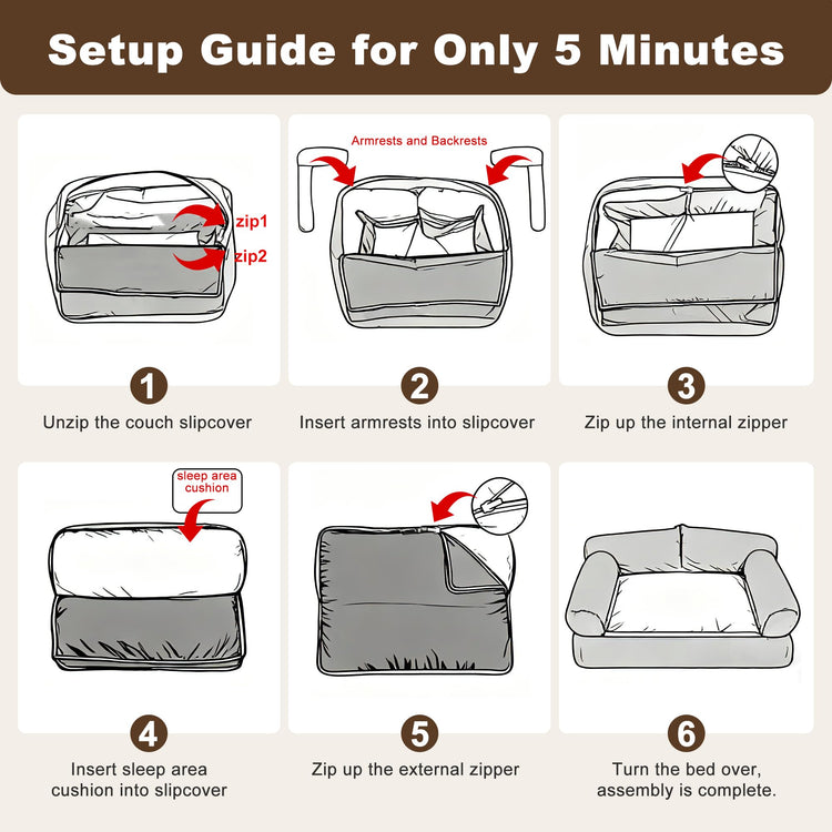 Large Cat Beds for Indoor Cats, Dog Couch Bed, Cute Cat Couch Sofas for Less 20lbs Kitten Puppy, Small Dog Sofas & Chairs with Removable Washable Cover, Soft Warm Pet Furniture, Cream
