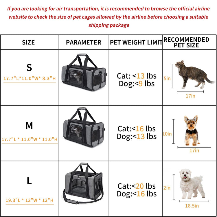 Wakytu Airline Approved Pet Carrier, TSA Approved Soft Sided Travel Bag for Small Dogs and Cats, 5 Mesh Windows & Padded Shoulder Strap for Plane Underseat, 17.7"x11"x8.3"