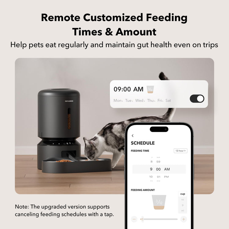 PETLIBRO Automatic Cat Feeder, Automatic Dog Food Dispenser with Freshness Preservation, 5L Timed Pet Feeders for Dry Food, Up to 6 Meals Per Day, Granary 5L Basic Button Type White
