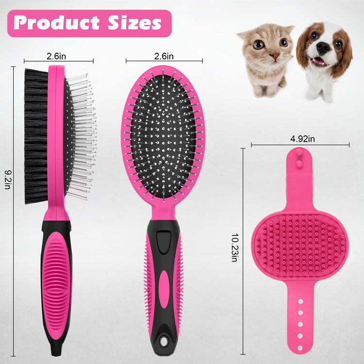 2PCS Pet Grooming Tools - Double-Sided Brush for Shedding and Bathing, Suitable for Short/Long Haired Dogs Cats and Horses, Deshedding Dog Brush, Mane & Tail Combs for Horses - Pet Supplies (Blue)