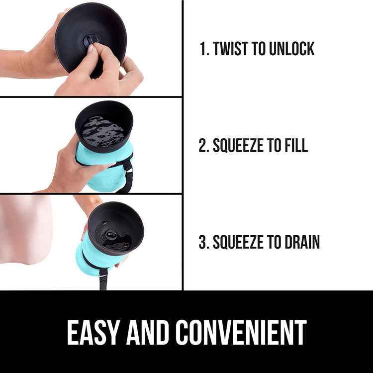 GORILLA GRIP Dog Water Bottle, Portable Water Bowl Dispenser for Dogs, 12 oz Leak Proof Pet Travel Squeeze Bottles, Food Grade Silicone, to Go Puppy Essentials, Hiking Camping Trip Accessories, Pink
