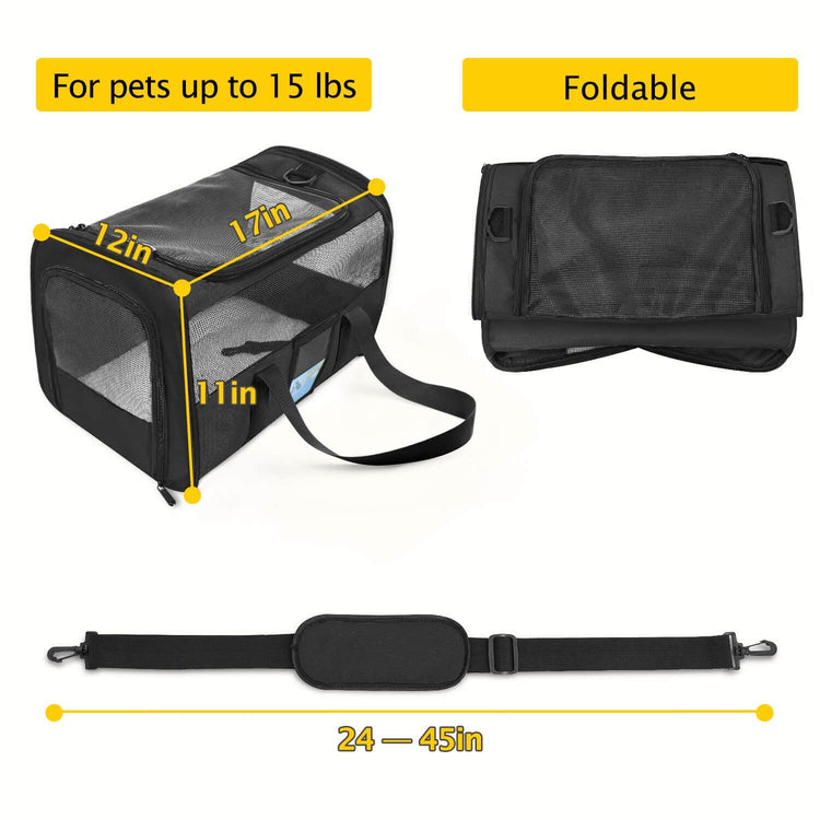 Refrze Cat Carrier,Dog Carriers for Small Dogs Medium Cats Pet Carrier up to 15 Lbs, TSA Airline Approved Cat Carrier Soft, Cat Dog Crate Travel Bag,Grey