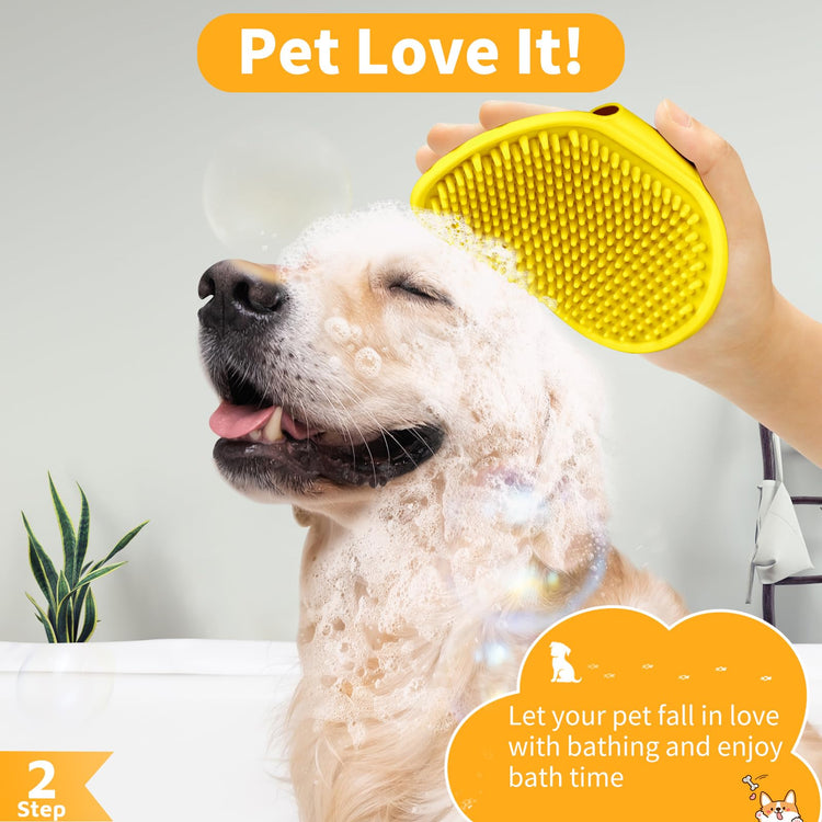 Comotech 6PCS Dog Bath Brush & Dog Toothbrush | Adjustable Handle Shampoo Brush & Scrubber for Short & Long Haired Dogs & Cats | Effectively Solve Odor & Stain Removal Problems (Blue Blue Blue.)