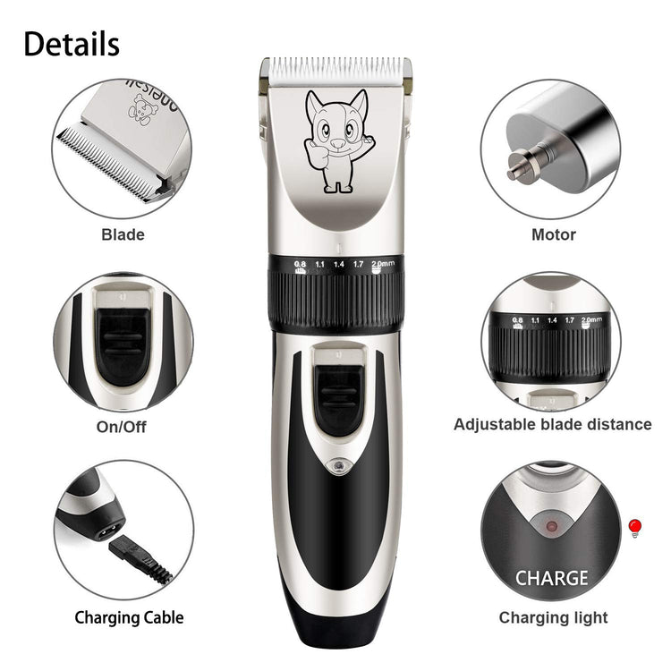 Highdas Dog Clippers for Grooming Low Noise, Cordless Electric Dog Grooming Kit Clippers Rechargeable, Quiet Dog Shaver, Pet Hair Trimmer Kit for Dogs & Cats (Gold)