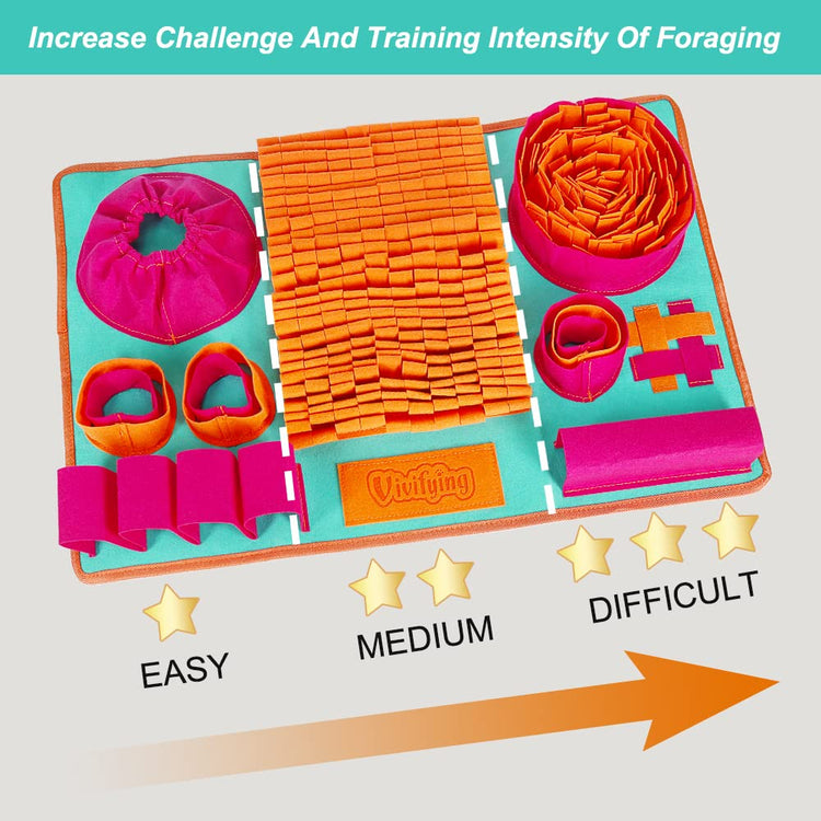 Vivifying Snuffle Mat for Dogs, Interactive Dog Puzzle Toy for Boredom and Mental Stimulation, Enrichment Feeding Game Sniff Mat Helps Slow Eating and Keep Busy