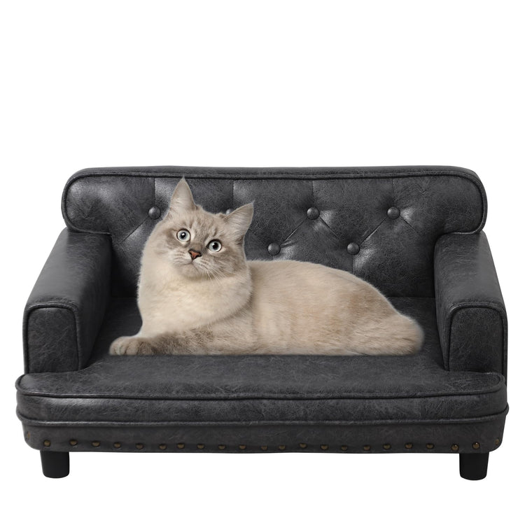 Dog Bed,Cat Bed,Dog Couch,Cat Couch,Puppy Bed,Pet Sofa,Pet Couch,Pet Bed for Cats, Wooden Frame and Suede Fabric,for Small Breeds Using (Grey)