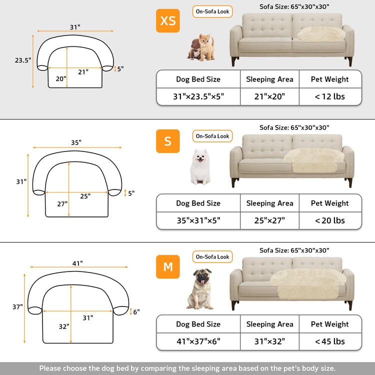 Calming Dog Bed Fluffy Plush Dog Mat for Furniture Protector with Removable Washable Cover for Large Medium Small Dogs and Cats (Small(35x31x5), Light Grey)